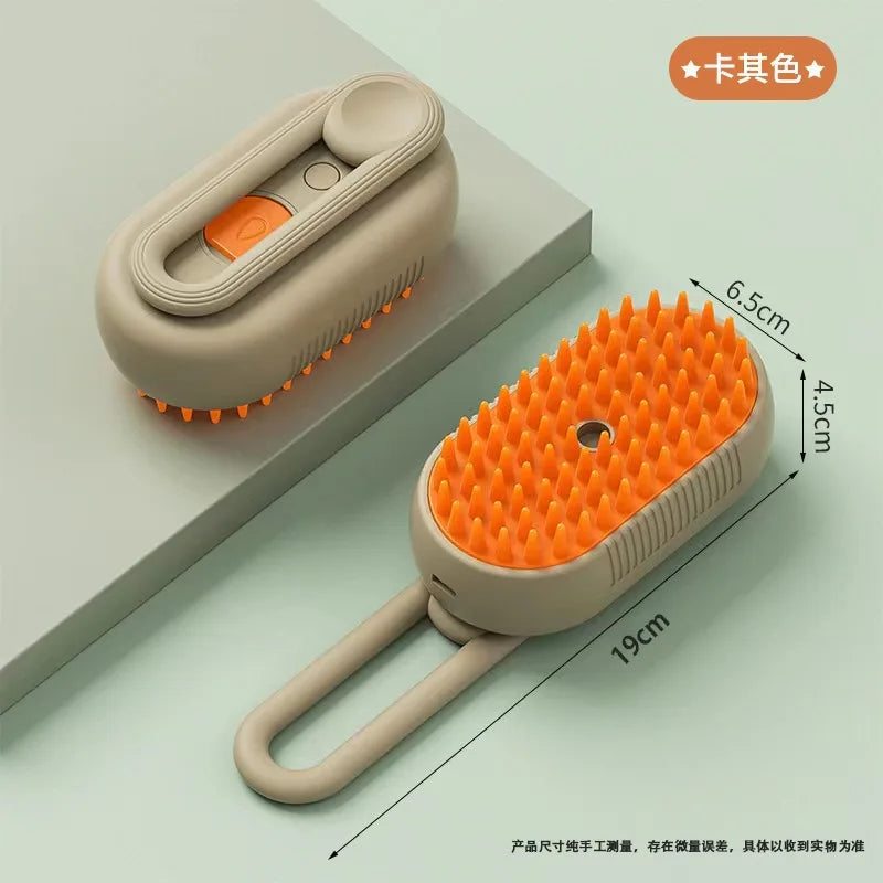 Cepillo a vapor eléctrico para perros y gatos, pulverizador eléctrico para masaje, herramienta de aseo para mascotas, control de muda, 3 en 1 con sprays y peines de masaje