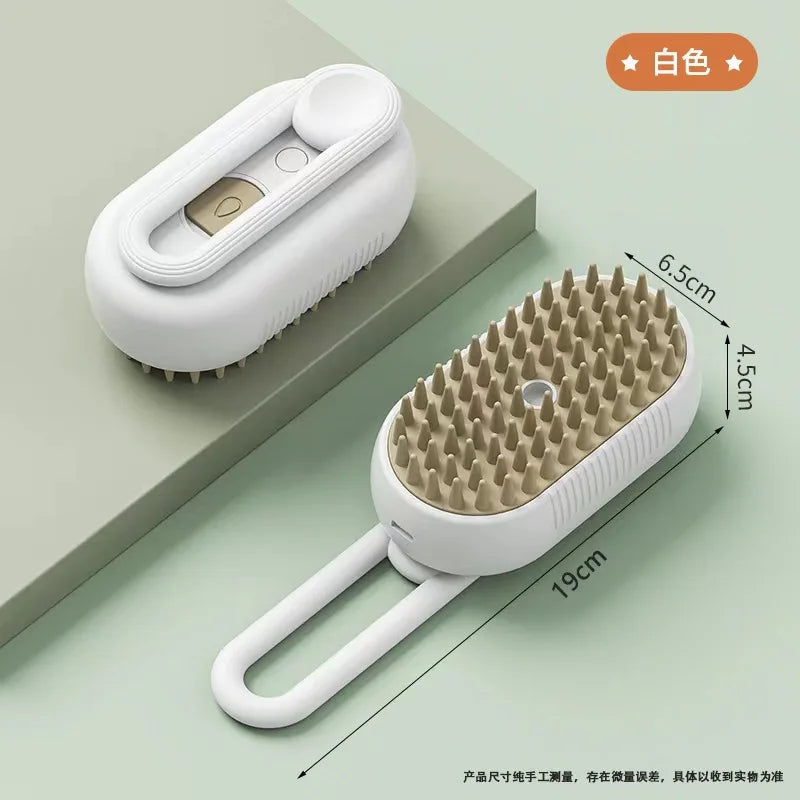 Cepillo a vapor eléctrico para perros y gatos, pulverizador eléctrico para masaje, herramienta de aseo para mascotas, control de muda, 3 en 1 con sprays y peines de masaje